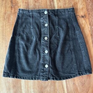 Elegant Black Button-Front Mini Skirt